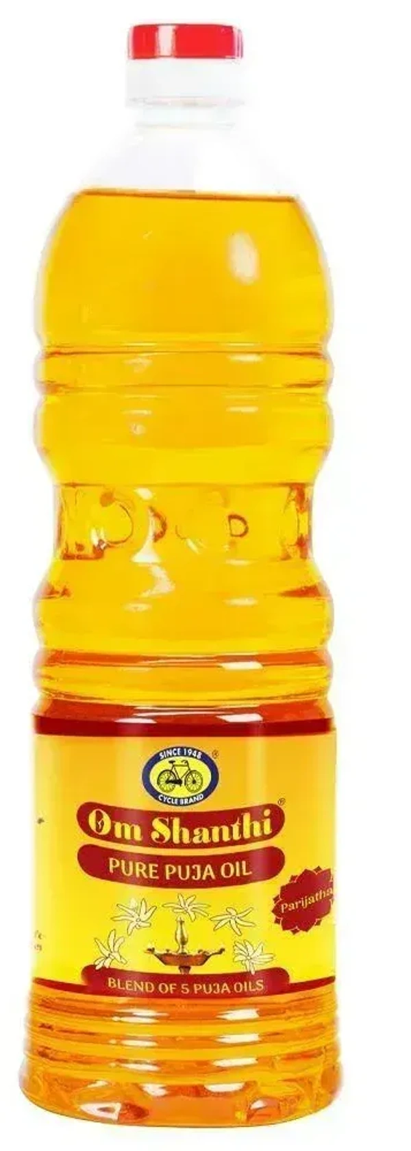 Om Shanthi Pure Puja Oil Free With Cotton Wicks, 1 ltr