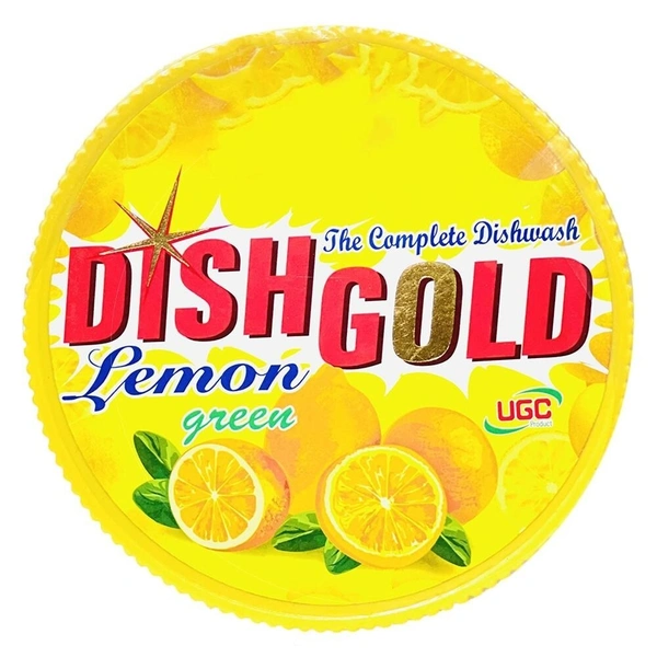 Dish Gold Lemon Green Dishwash Round(Scrubber Free), 250g