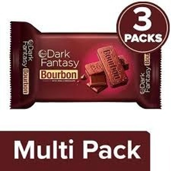 Sunfeast Dark Fantasy Bourbon Classic With Real Chocolate Buy 3x150g Get 1 Free, 600g
