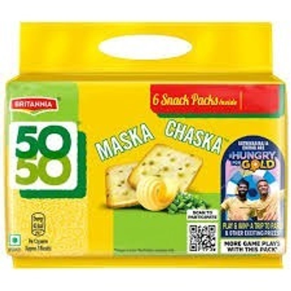 Britannia 50 50 Maska Chaska Biscuit 6 Snack Pack, 300g