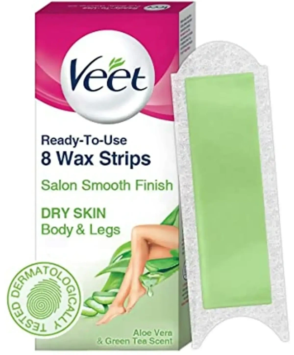 Veet Half Body Waxing Kit Aloe Vera Green Tea, 8 pcs