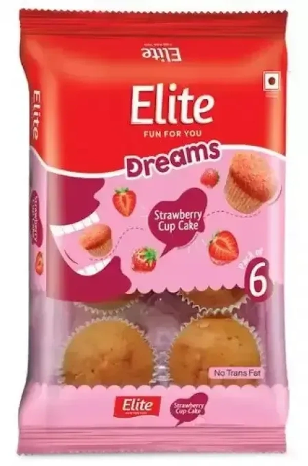 Elite Dreams Strawberry Cup Cake 6 Nos - 6 pcs