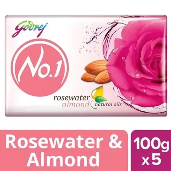 Godrej No.1 Rosewater& Almond Natural Oils Soap (5X100g), 500g