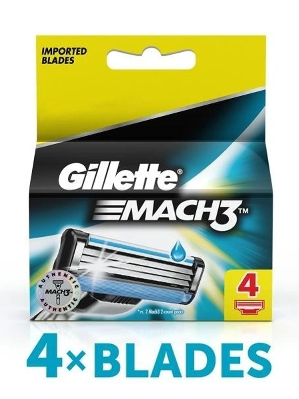 Gillette Mach 3 Turbo Cartridge 4s Imported Blades, 4 pcs