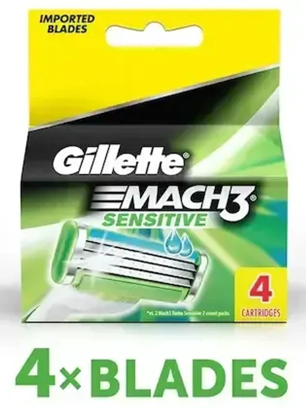 Gillette Mach 3 Turbo Cartridge 4's Cartridge Imported Blades, 4 pcs