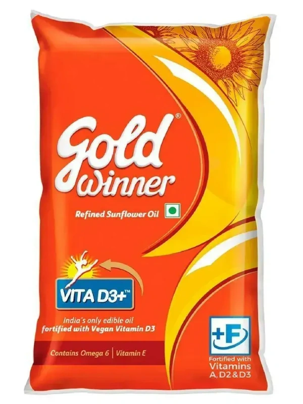 Gold Winner Refined Sunflower Oil Pouch, 1L