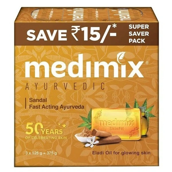 Medimix Hand Made Ayurvedic Soap With Herbs, 125g ( Pack of 3 )