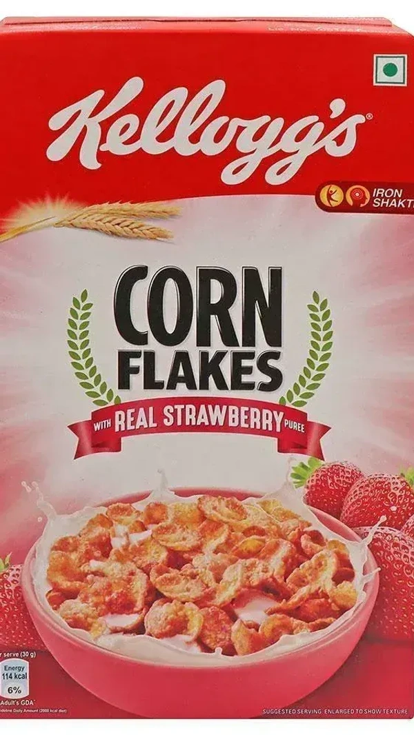 Kellogg's Corn Flakes With Real Strawberry Puree, 100g