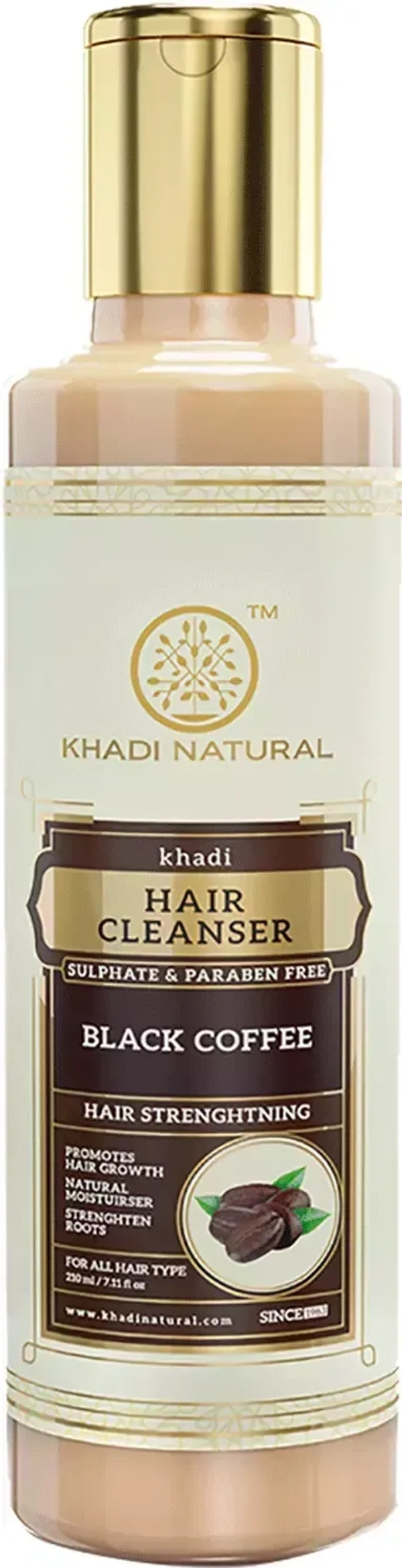 Khadi Herbal Black Coffee Cleanser / Shampoo Sulphate Paraben Free, 210ml