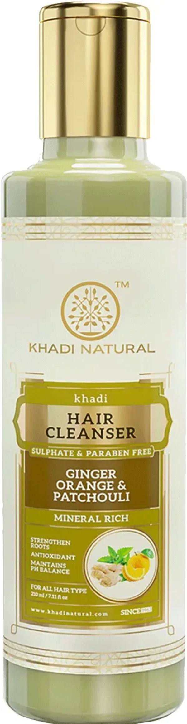 Khadi Herbal Ginger Orange& Patchouli Cleanser/Shampoo Sulphate Paraben Free, 210ml