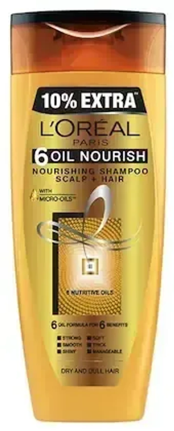 L'Oreal Paris 6 Oil Nourish Nourishing Shampoo Dry& Dull Hair, 192.5ml