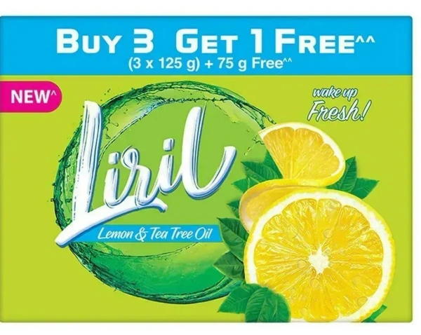 Liril Bathing Soap Lemon& Tea Tree Oil (Buy 3X125g Get 1 Free), 500g