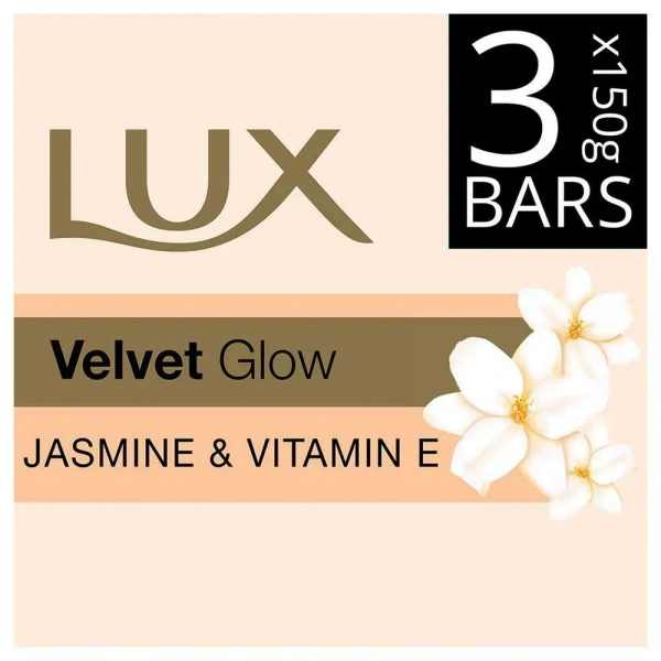 Lux Velvet Glow Jasmine& Vitamin E Bathing Soap Pack of 3x150g, 450g