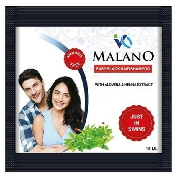 Malano Easy Black Shampoo Alovera& Henna Extract, 15ml