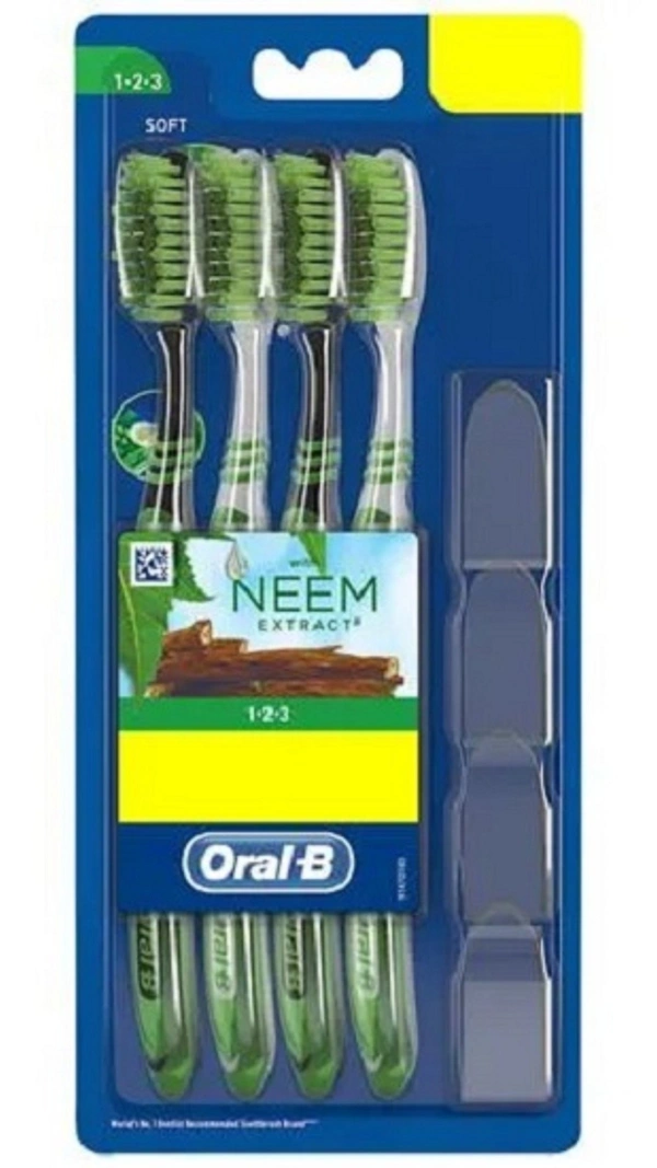 Oral - B Toothbrush Neem Extract 123 Soft Bristles, 4 pcs