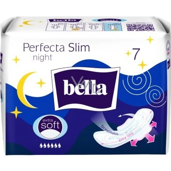 Bella Perfecta Slim Night Extra Soft Ultra - Thin Sanitary Pads With Wings 7 Pieces