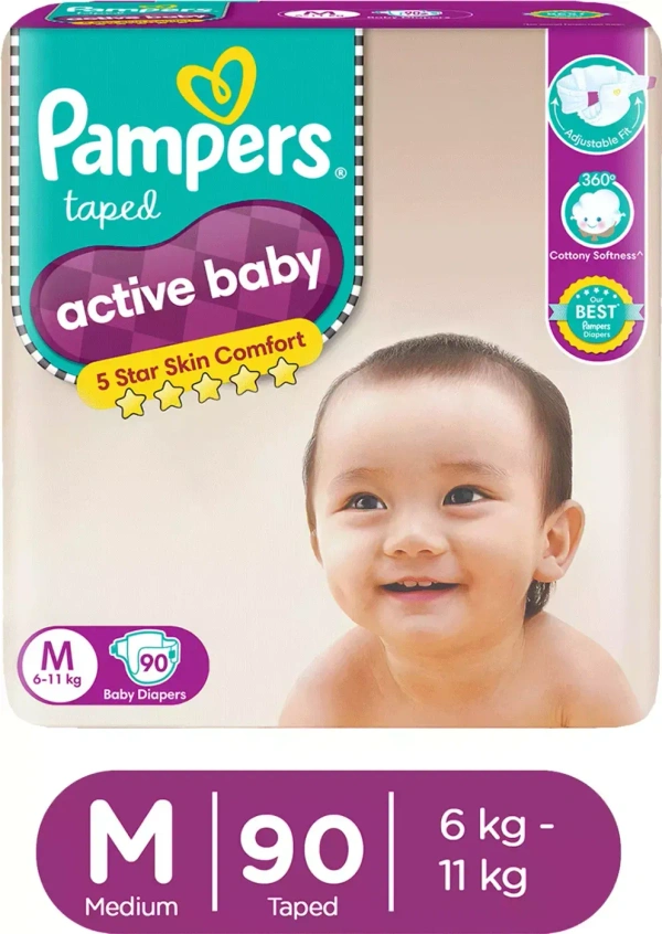 Pampers Active Baby Diapers, Medium 20Pants