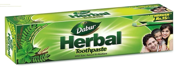 Dabur Herbal Toothpaste - Tulsi, Babool and Akarkara, 100g Carton