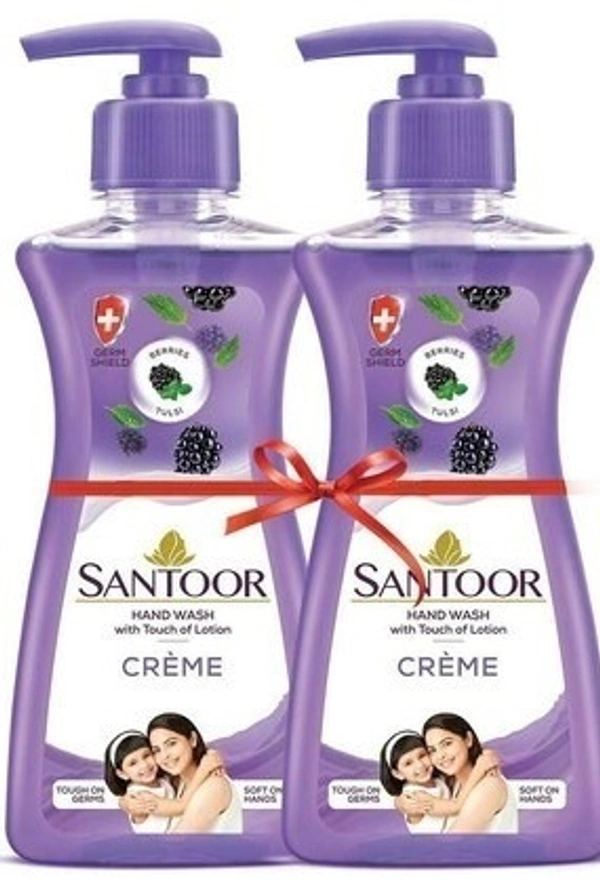 Santoor Handwash Cr?me Berries& Tulsi (Buy 1X200ml Get 1 Free), 400ml