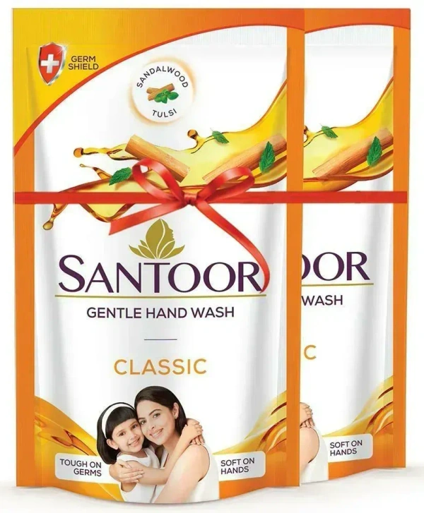 Santoor Gentle Hand Wash Classic (Buy 1 Get 1 Free), 180ml