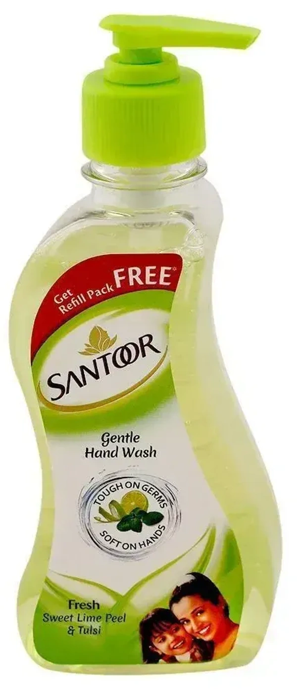 Santoor Gentle Handwash Fresh Sweet Lime Peel / Tulsi, 215ml