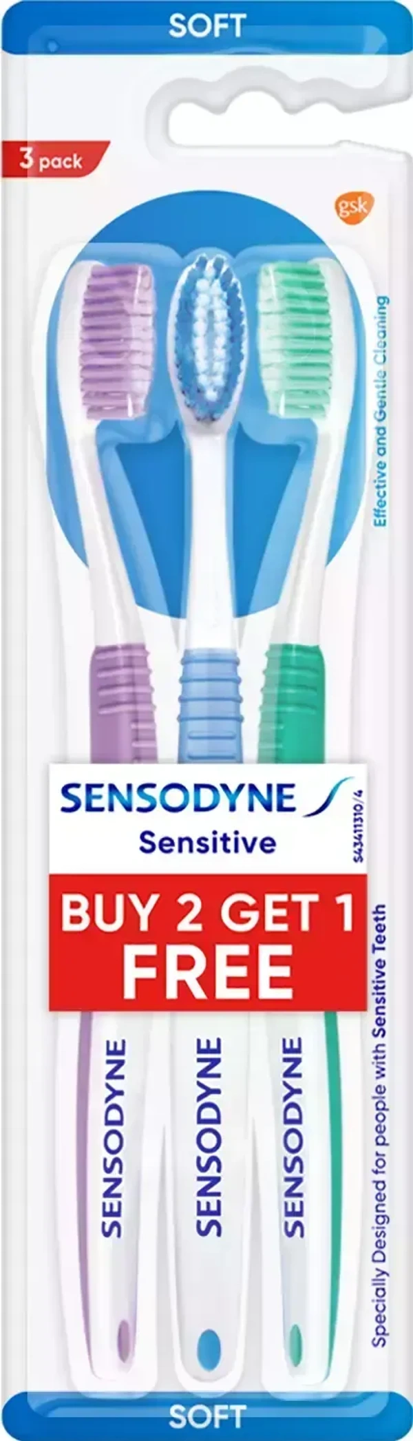 Sensodyne Toothbrush Soft (Buy 2 Get 1 Free), 3 pcs