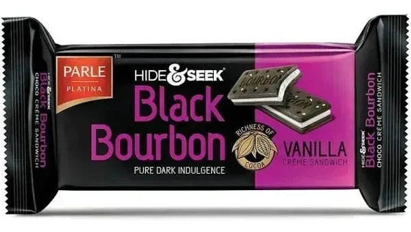 Parle Hide Seek Black Bourbon Vanilla Creme Sandwich, 82g