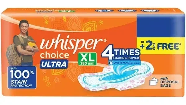 Whisper Choice Ultra Extra Large, 20 pads
