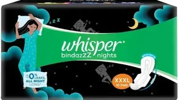 Whisper Bindazzz Nights Sanitary Pads XXXL , 10 pads
