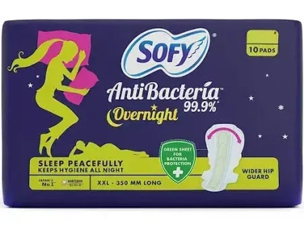 Sofy Anti Bacteria 99.9% Overnight (Wider Hip Guard) XXL, 10 pads