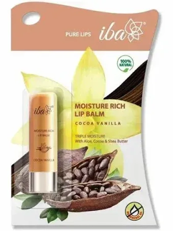 Iba Moisture Rich Lip Balm Cocoa Vanilla, 4.5g