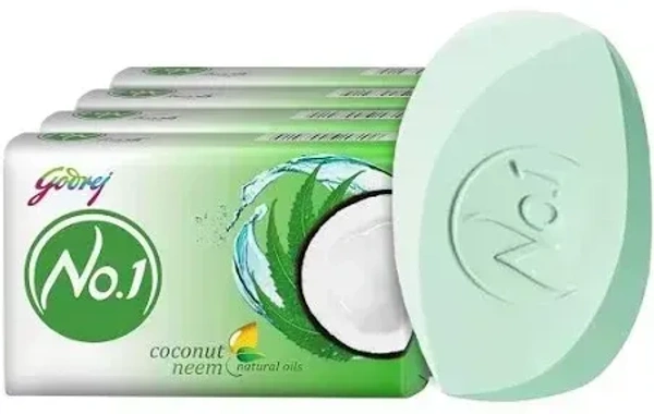 Godrej No.1 Coconut& Neem Natural Oils Soap (Buy 3X57g Get 1 Free), 228g