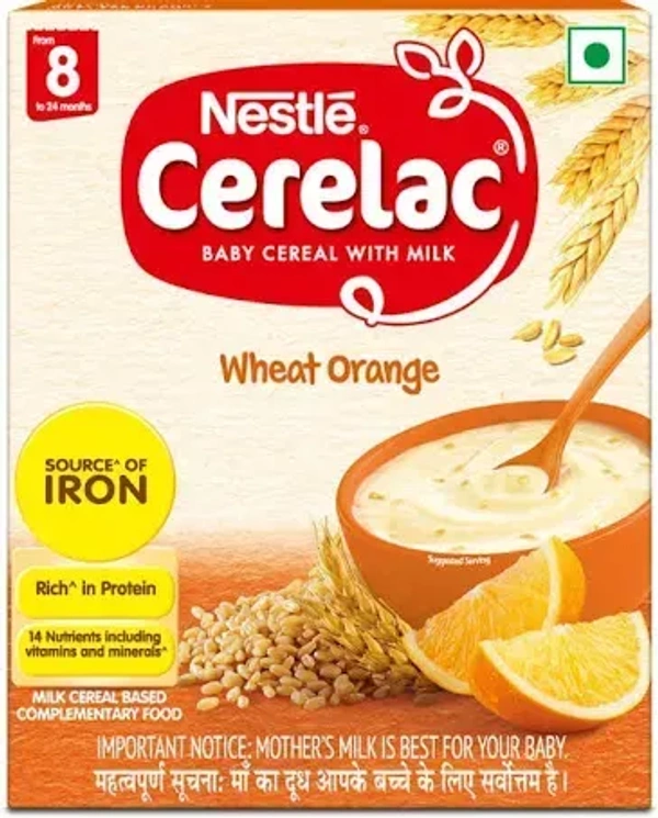 Nestle Cerelac Wheat Orange Baby Cereal With Milk 8 to 12 months, 300g