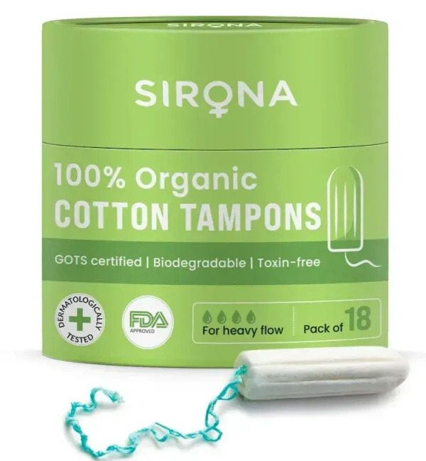 Sirona Heavy Flow Organic Tampons Made With 100% Organic Cotton