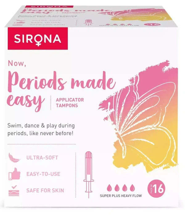 Sirona Premium Applicator Tampons Super Plus Heavy Flow (16 Nos), 16 pads