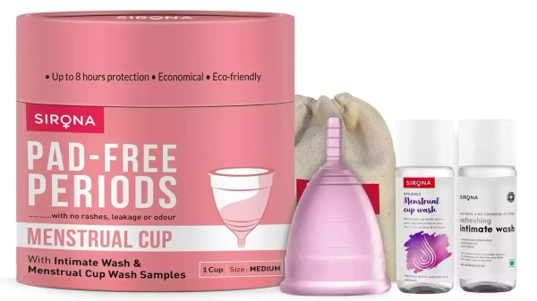 Sirona Pro Super Soft Reusable FDA Approved Menstrual Cup with Medical Grade Silicon Medium