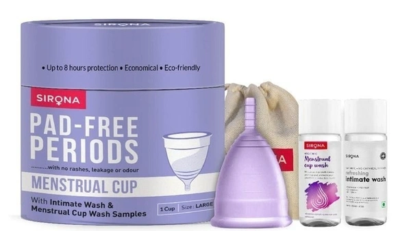 Sirona Pro Super Soft Reusable FDA Approved Menstrual Cup with Medical Grade Silicon Large