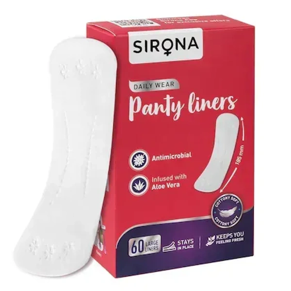 Sirona Ultra Thin Premium Panty Liners (Regular Flow) Large 60 Nos