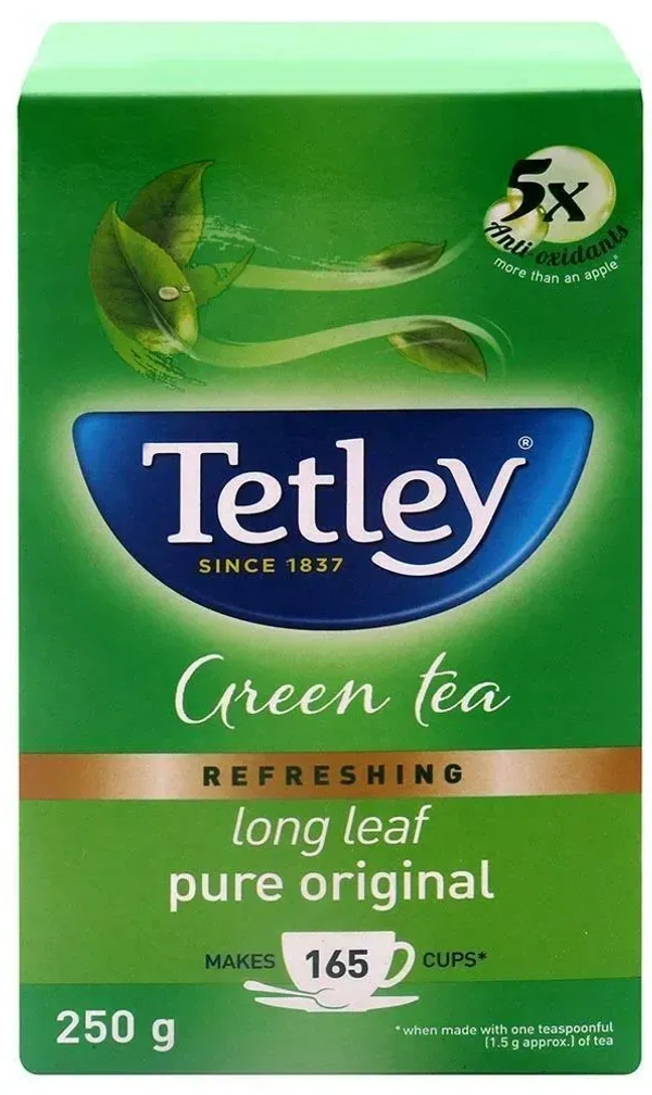 Tetley Long Leaf Green Tea, 250g, Carton