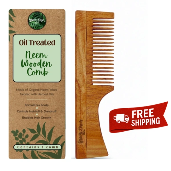 100% Pure Oil Treated Neem Wooden Handle Comb From Kerala 