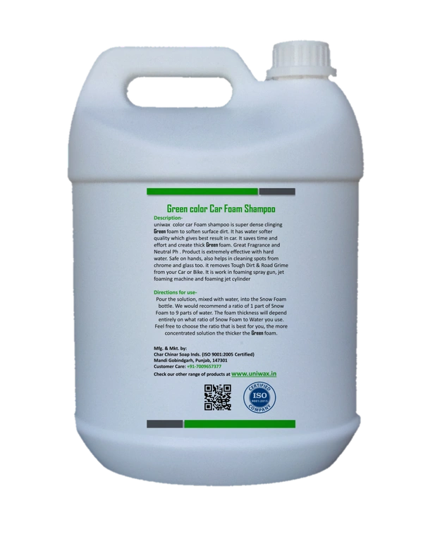 Uniwax blue color foam wash with wax colour foam car wash shampoo - 5kg, Green