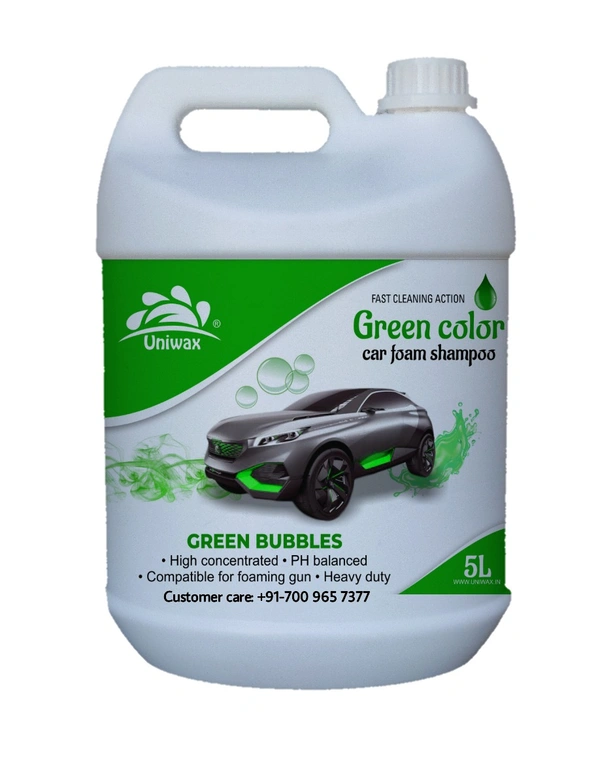 Uniwax blue color foam wash with wax colour foam car wash shampoo - 5kg, Green