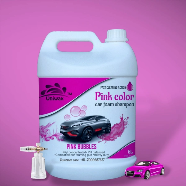 Uniwax blue color foam wash with wax colour foam car wash shampoo - 5kg, Pink