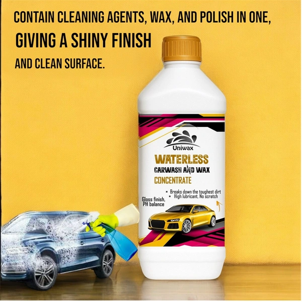 Uniwax drywash or Waterless car wash with wax concentrate Rinseless Car Wash | Eco Friendly Quick Detailer Spray | Exterior Car Cleaning | Car Care Products 1:100