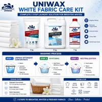 Uniwax White Fabric Care Kit of 3 – Laundry Detergent, Fabric Whitener & Neutralizer for Bright White Clothes