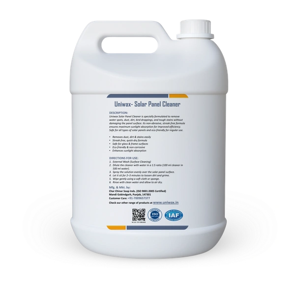Uniwax Solar Panel Cleaner – Streak-Free, Eco-Friendly & Safe for All Panels - 5 L