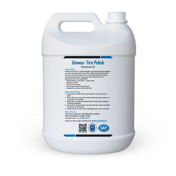 Uniwax Tyre Polish (1:2 Concentrate) – Deep Black Finish & Protection - 5 Kg