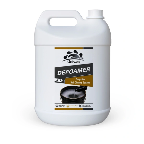 Uniwax Defoamer for Laundry & Industrial Cleaning | Instant Foam Control | Anti Foam Liquid for Detergent Systems | Fast Acting Foam Remover - 5kg, white
