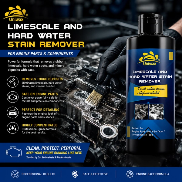 Uniwax UL13 Hard Water Stain Remover for Cars | Chrome, Logos & Door Handles Cleaner | 1kg - 1kg