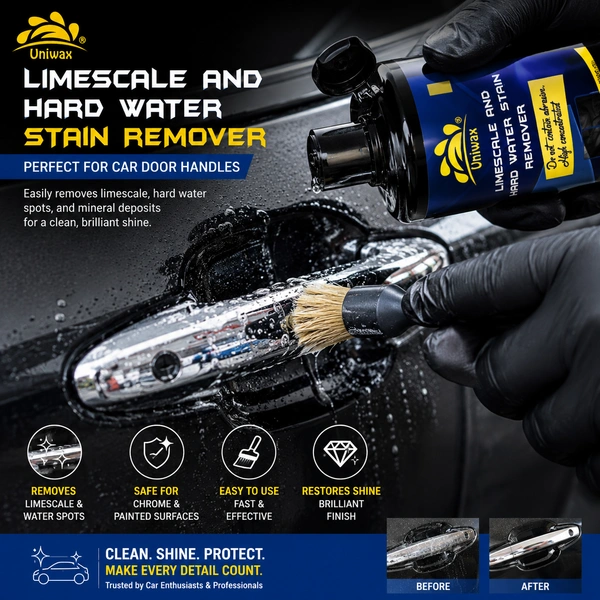 Uniwax UL13 Hard Water Stain Remover for Cars | Chrome, Logos & Door Handles Cleaner | 1kg - 1kg